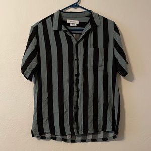 Urban Outfitters Stripe Shirt, Casual, Button Up, Grey, Black, Bowling